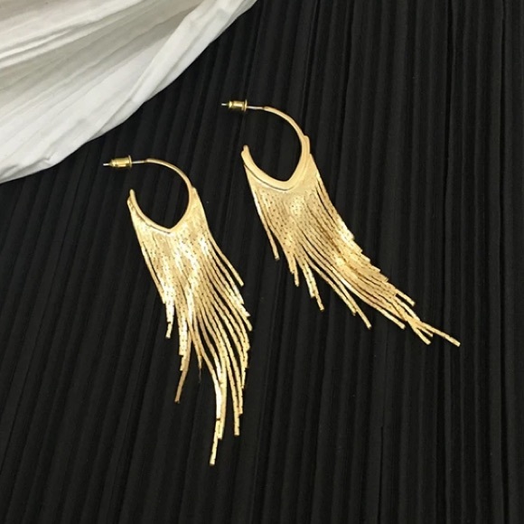 18K gold plated tassels earrings - Picture 5 of 6